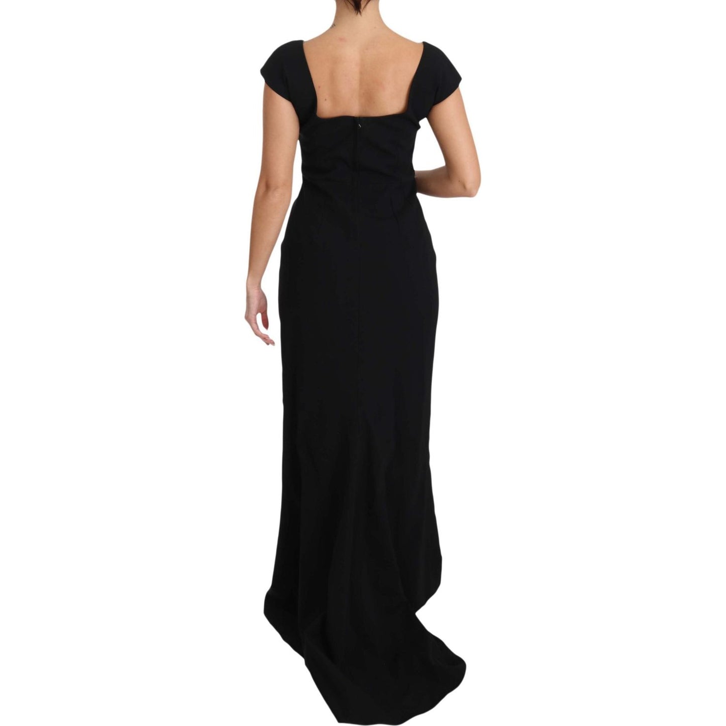 Dolce & Gabbana Elegant Black Maxi Sheath Dress black-stretch-fit-flare-gown-maxi 640030-black-stretch-fit-flare-gown-maxi-5.jpg