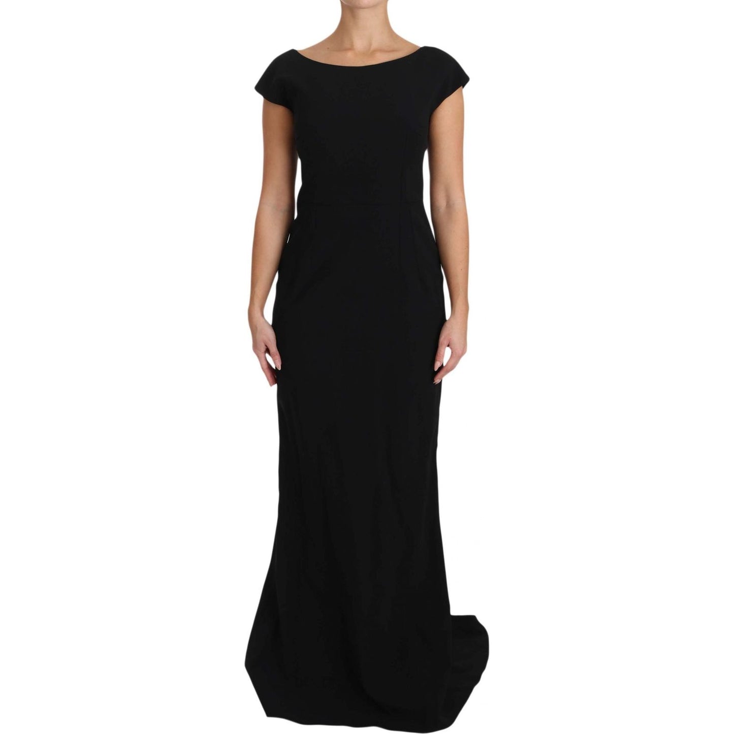 Dolce & Gabbana Elegant Black Maxi Sheath Dress black-stretch-fit-flare-gown-maxi 640030-black-stretch-fit-flare-gown-maxi.jpg
