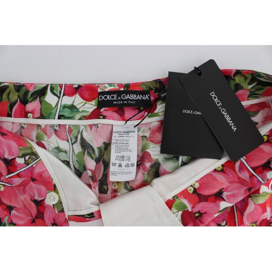 Dolce & Gabbana Multicolor Floral Silk Capri Pants multicolor-floral-knee-capris-shorts-pants
