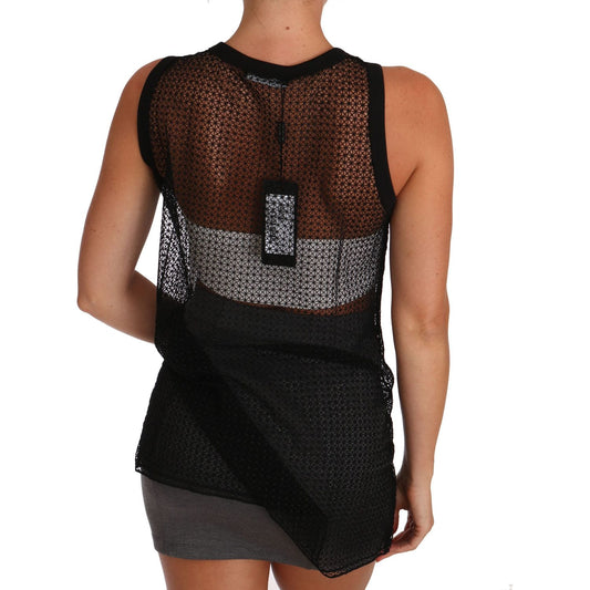 Dolce & Gabbana Elegant Sleeveless Black Mesh Top black-mesh-transparent-blouse-t-shirt