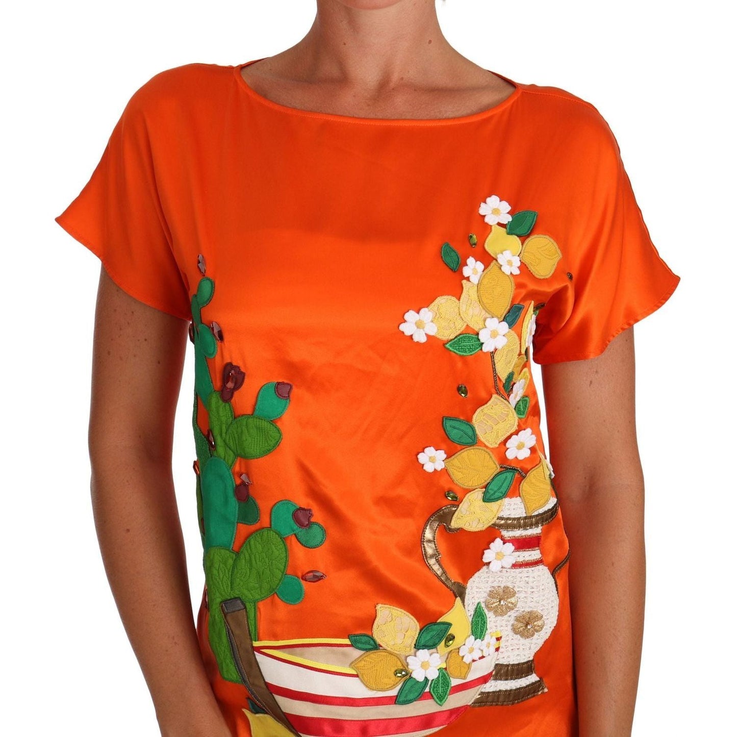 Dolce & Gabbana Sicilian Summer Silk Crystal-Embellished Top silk-orange-lemon-crystal-t-shirt-top 643644-silk-orange-lemon-crystal-t-shirt-top-2.jpg
