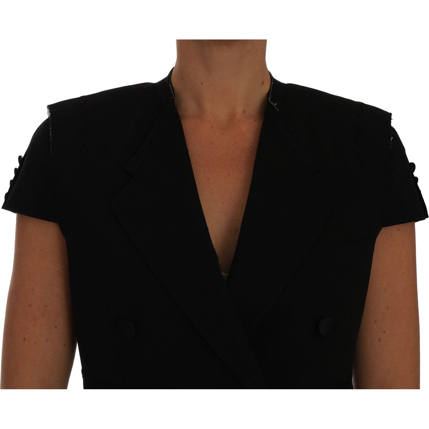 Dolce & Gabbana Chic Black Cropped Blazer Coat black-short-croped-blazer-jacket Coats & Jackets 644162-black-short-croped-blazer-jacket-2.jpg