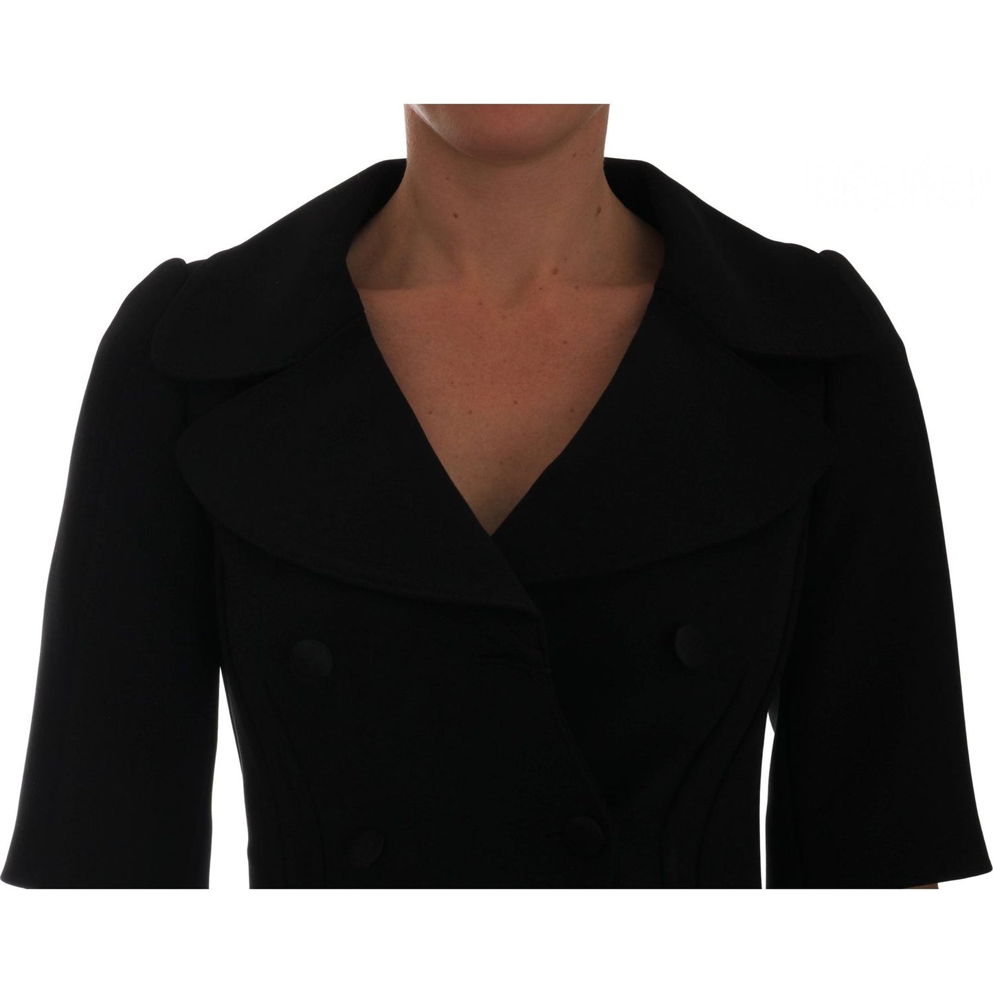 Dolce & Gabbana Chic Black Cropped Double Breasted Blazer Coats & Jackets black-short-croped-jacket-blazer
