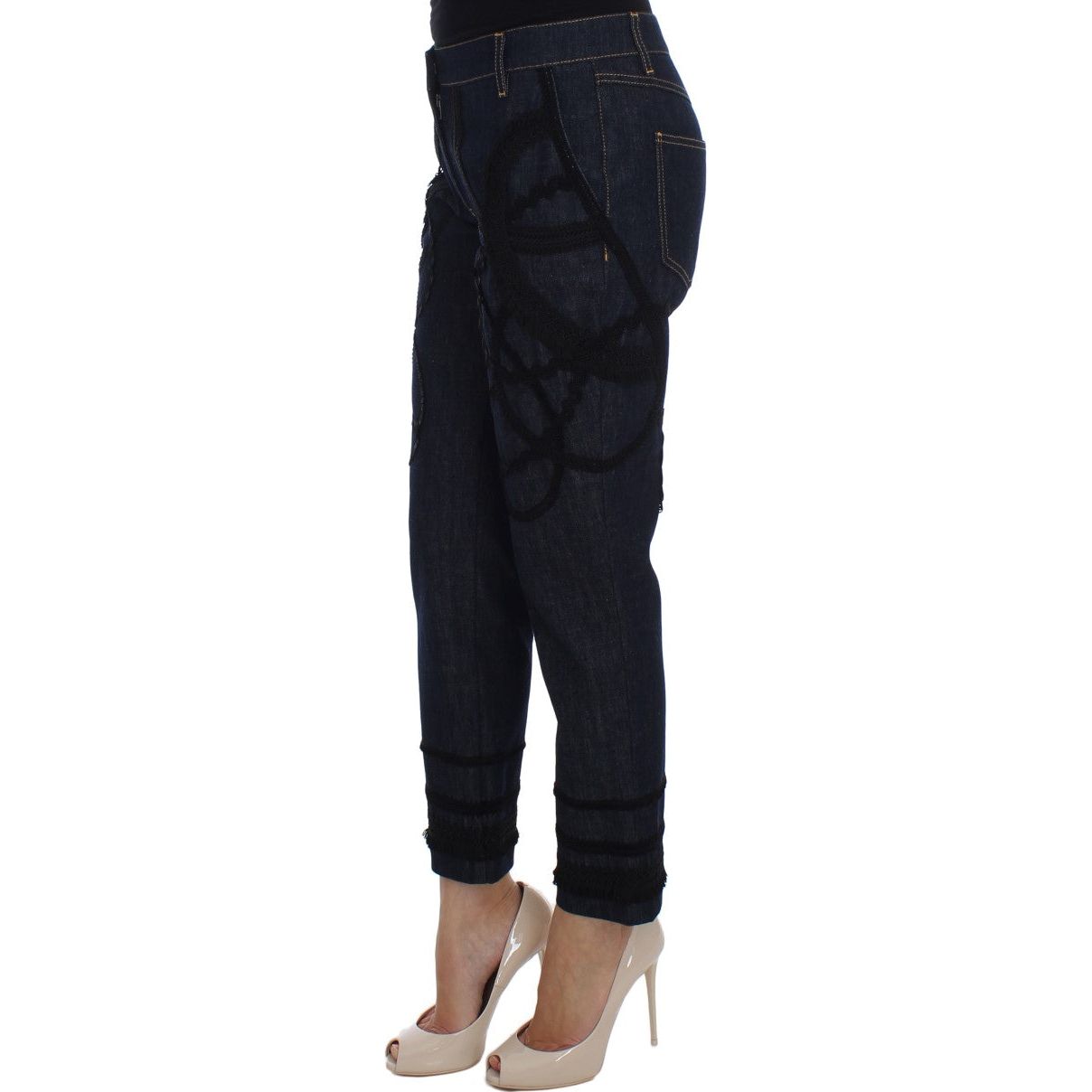 Dolce & Gabbana Embroidered Capri Jeans for Elegant Styling blue-denim-cotton-capri-torero-jeans 64487-blue-denim-cotton-capri-torero-jeans-1.jpg