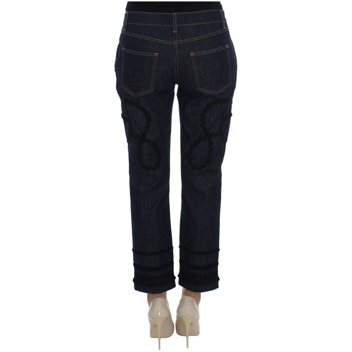 Dolce & Gabbana Embroidered Capri Jeans for Elegant Styling blue-denim-cotton-capri-torero-jeans 64487-blue-denim-cotton-capri-torero-jeans-2.jpg