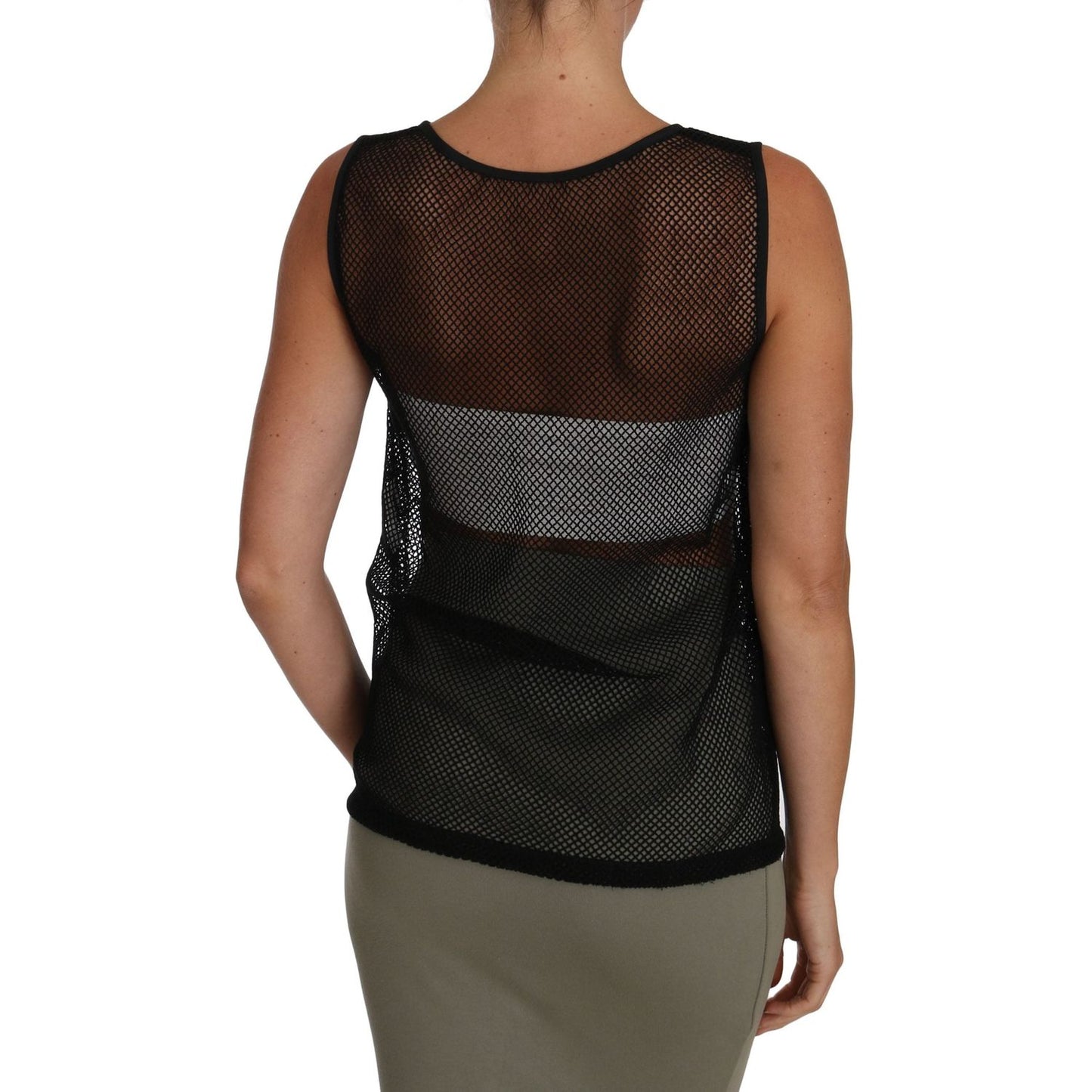 Dolce & Gabbana Elegant Black Mesh Sleeveless Blouse Top black-mesh-transparent-blouse-t-shirt-2 648525-black-mesh-transparent-blouse-t-shirt-3-3.jpg