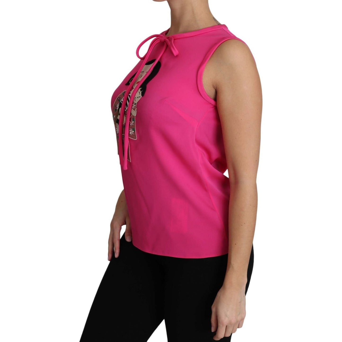 Dolce & Gabbana Elegant Pink Silk Family Tank Top Shirt pink-family-silk-tank-mama-blouse-top-shirt