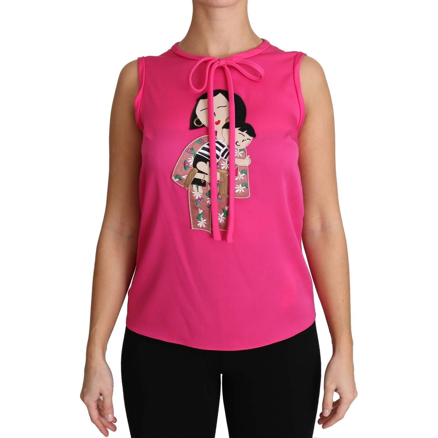 Dolce & Gabbana Elegant Pink Silk Family Tank Top Shirt pink-family-silk-tank-mama-blouse-top-shirt
