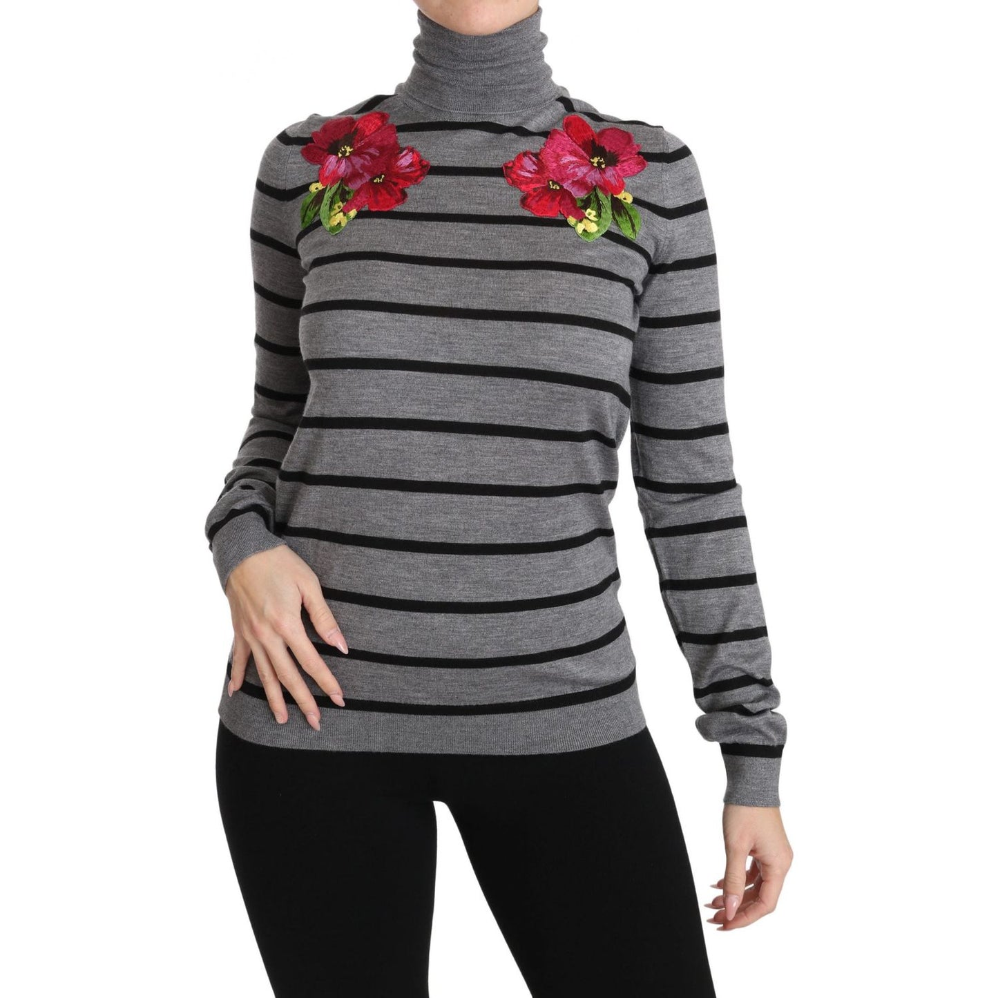 Dolce & Gabbana Elegant Embroidered Cashmere-Silk Sweater gray-cashmere-silk-turtleneck-sweater 653005-gray-cashmere-silk-turtleneck-sweater-3.jpg