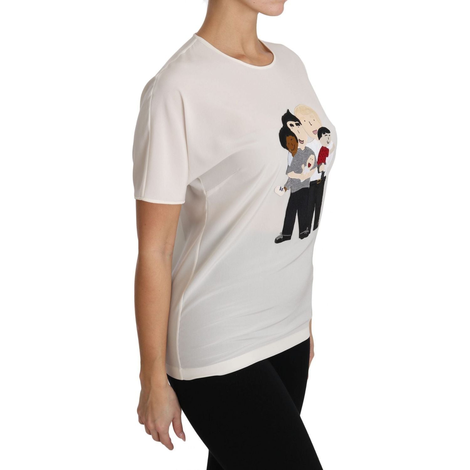 Dolce & Gabbana | White Silk Stretch #dgfamily T-shirt | McRichard Designer Brands