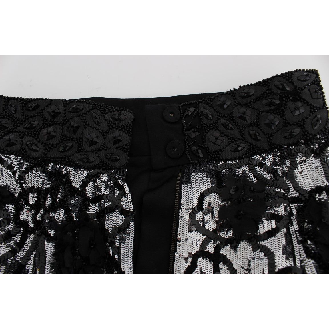 Dolce & Gabbana Sequined High Waist Designer Mini Shorts black-crystal-sequined-mini-shorts 65425-black-crystal-sequined-mini-shorts-3-7.jpg