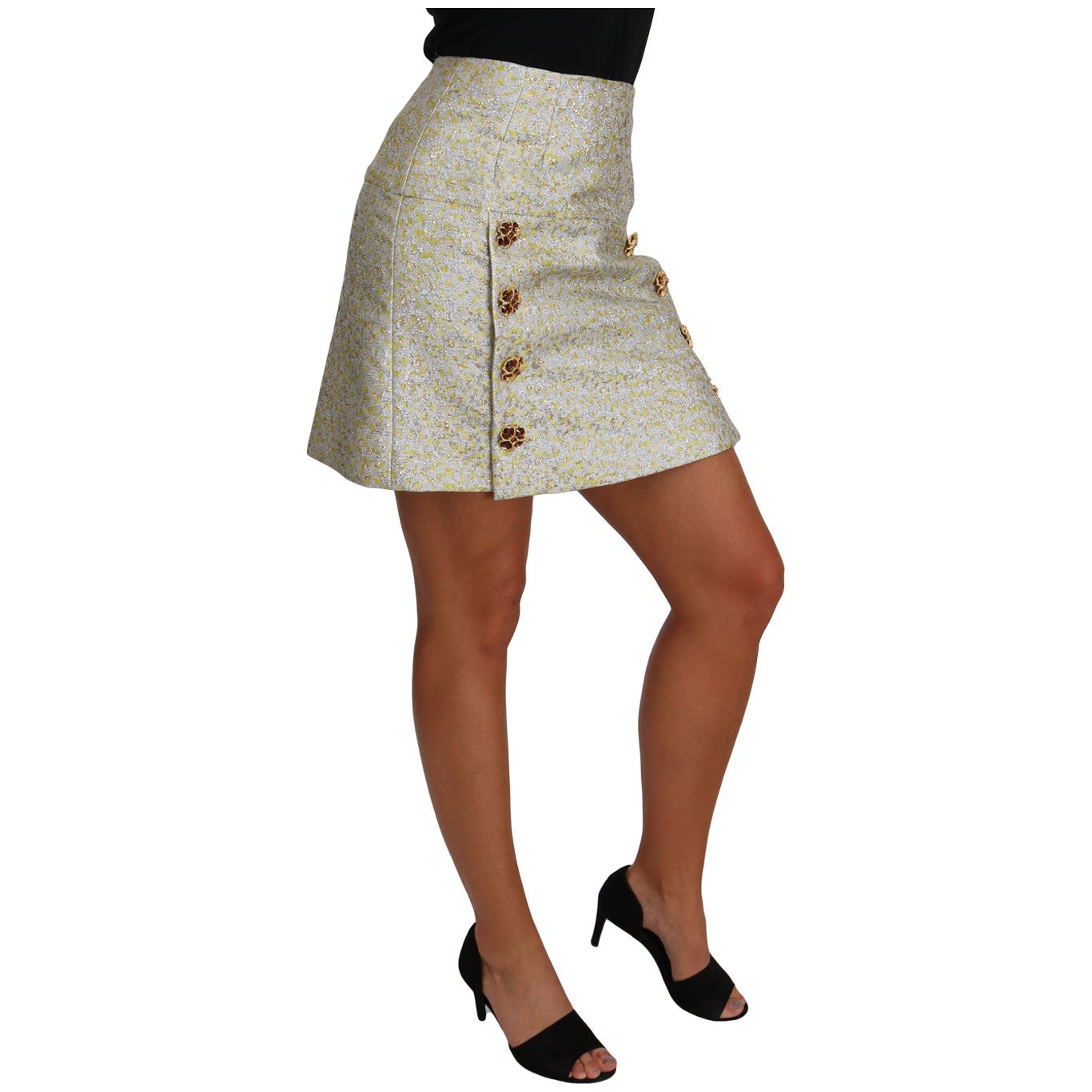 Dolce & Gabbana Crystal-Embellished Jacquard Mini Skirt gold-brocade-crystal-jaquard-mini-skirt