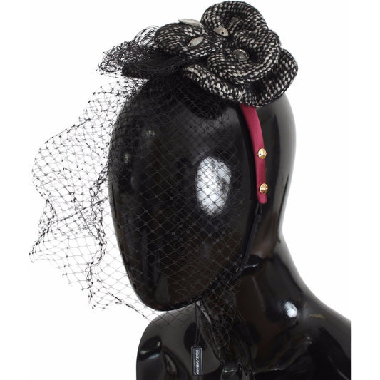 Dolce & Gabbana Pink Silk Crystal-Studded Headband Diadem diadem-headband-tiara-black-floral-fascinator-hair-gold