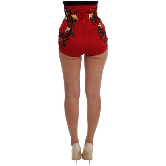 Dolce & GabbanaElegant Silk Red Embroidered Mini ShortsMcRichard Designer Brands£939.00