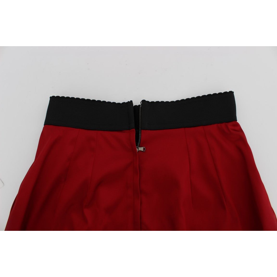 Dolce & Gabbana Elegant Red Lace High-Waist Skirt red-black-lace-a-line-above-knee-skirt