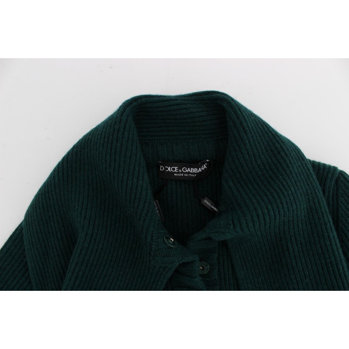 Dolce & Gabbana Elegant Green Cashmere Cardigan Sweater green-knitted-cashmere-cardigan