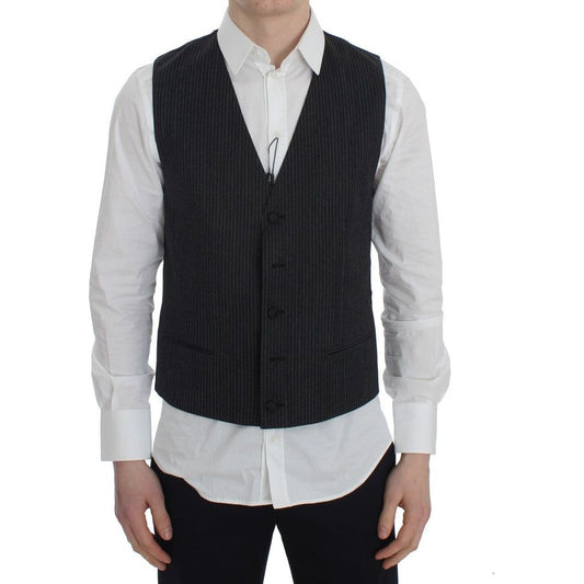 Dolce & GabbanaElegant Gray Striped Wool VestMcRichard Designer Brands£159.00