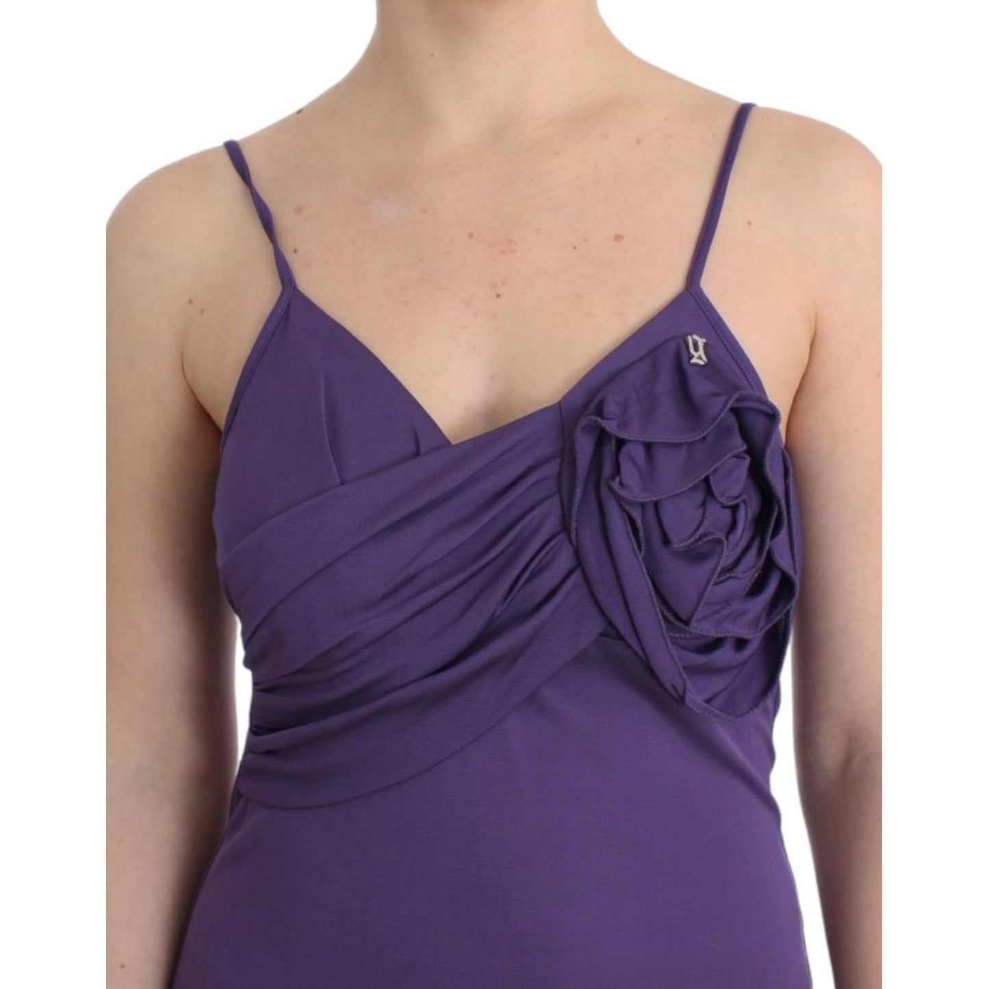 John Galliano Elegant Purple Jersey Cocktail Dress purple-jersey-dress