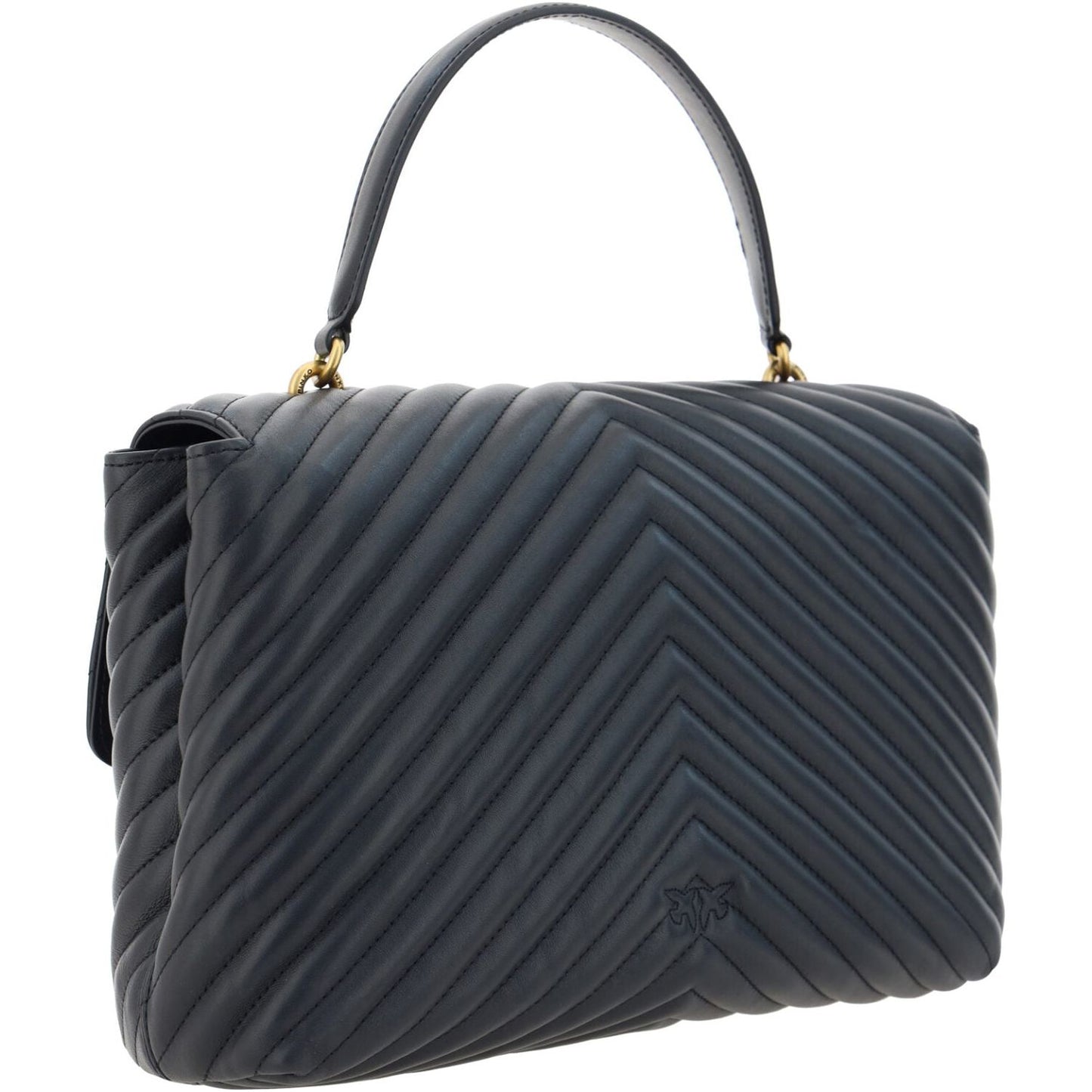PINKO Elegant Black Calf Leather Handbag black-calf-leather-love-lady-handbag
