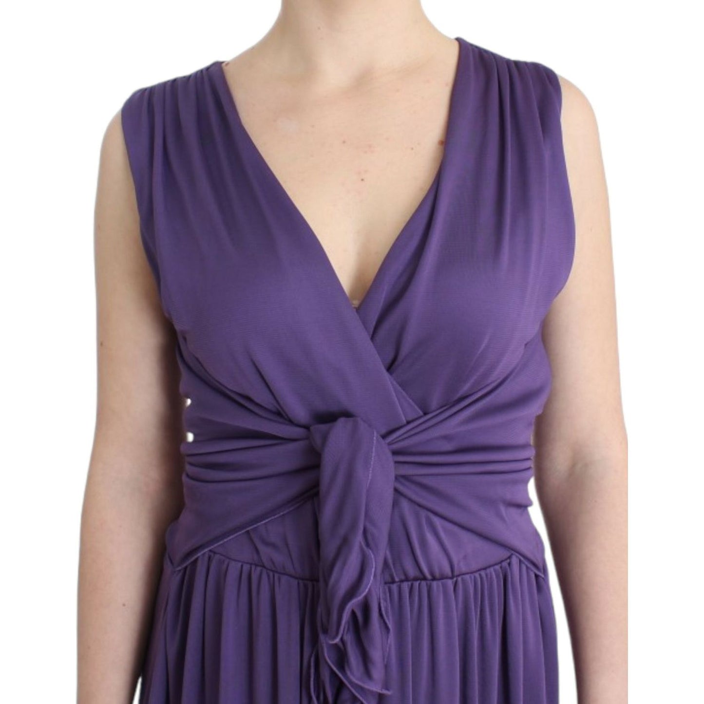 John Galliano Elegant Purple Knee-Length Jersey Dress purple-sheath-dress