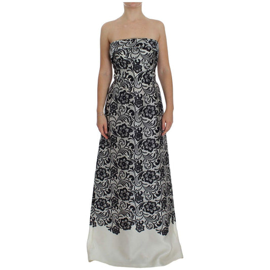 Dolce & Gabbana Elegant Silk Lace Corset Maxi Dress white-floral-lace-silk-corset-maxi-dress