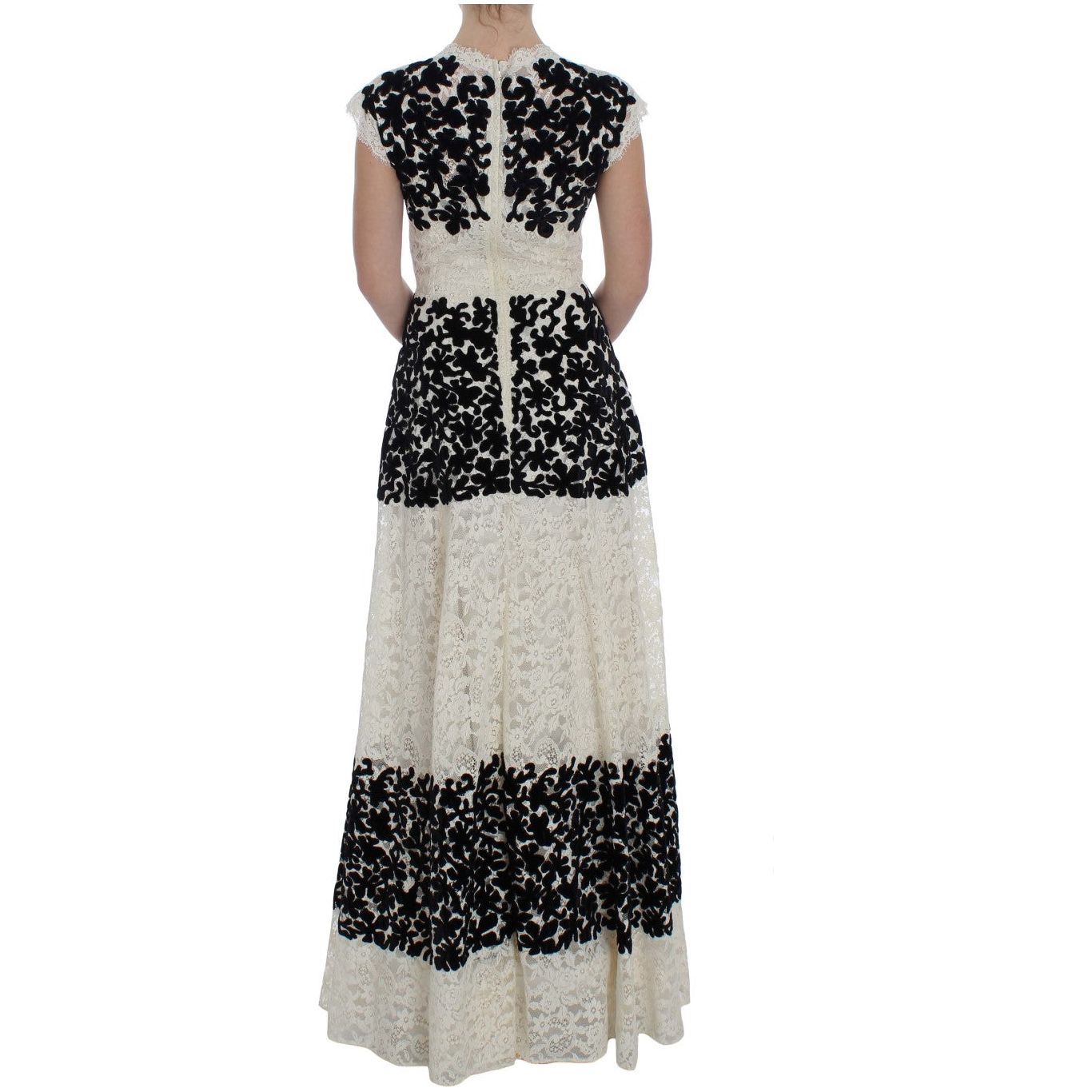 Dolce & Gabbana Elegant Floral Lace Cap Sleeve Maxi Dress floral-lace-ricamo-long-ball-maxi-dress