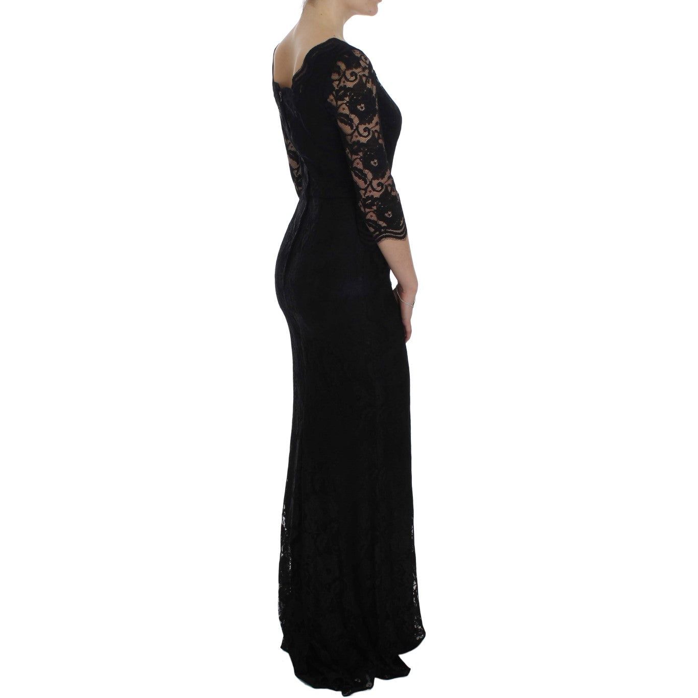 Dolce & Gabbana Elegant Black Floral Lace Maxi Dress black-floral-lace-long-ball-maxi-dress 72034-black-floral-lace-long-ball-maxi-dress-3.jpg