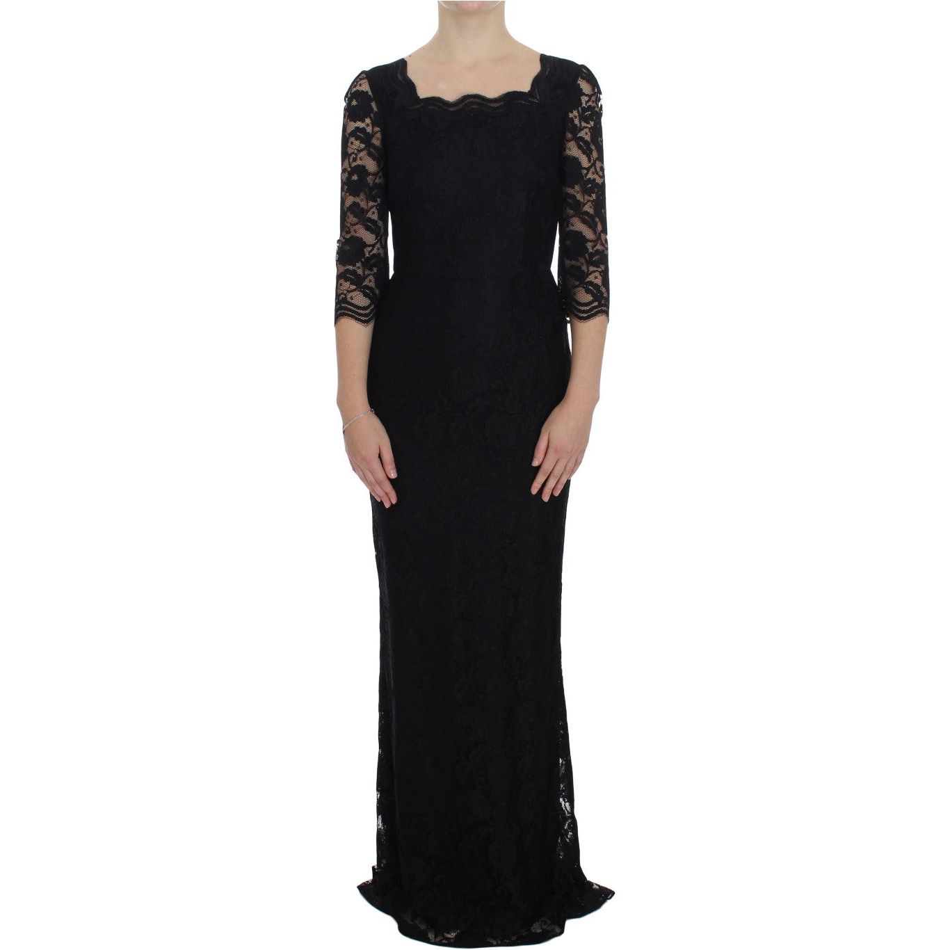 Dolce & Gabbana Elegant Black Floral Lace Maxi Dress black-floral-lace-long-ball-maxi-dress 72034-black-floral-lace-long-ball-maxi-dress.jpg