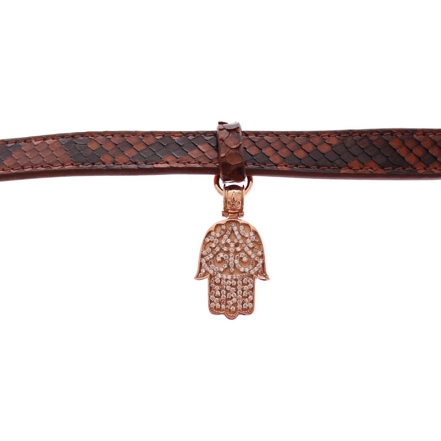 Nialaya Chic Snakeskin Leather & Gold Cuff Bracelet Bracelet cz-hamsa-eye-18k-gold-925-silver-bracelet