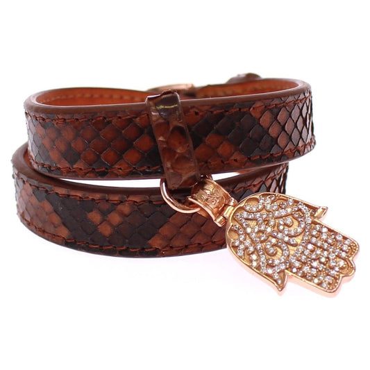 Nialaya Chic Snakeskin Leather & Gold Cuff Bracelet Bracelet cz-hamsa-eye-18k-gold-925-silver-bracelet