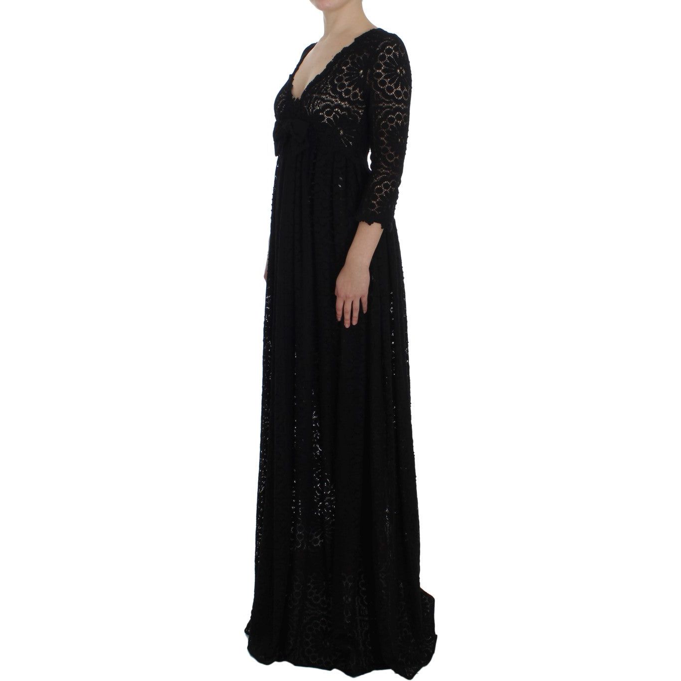 Dolce & Gabbana Elegant Floral Ricamo Maxi Dress black-ricamo-knitted-full-length-maxi-dress 72536-black-ricamo-knitted-full-length-maxi-dress-1.jpg