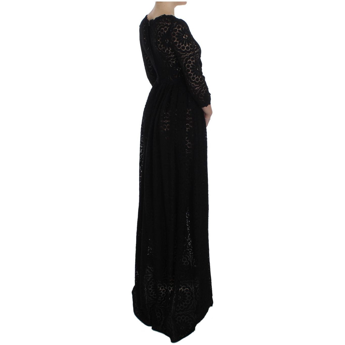 Dolce & Gabbana Elegant Floral Ricamo Maxi Dress black-ricamo-knitted-full-length-maxi-dress 72536-black-ricamo-knitted-full-length-maxi-dress-3.jpg