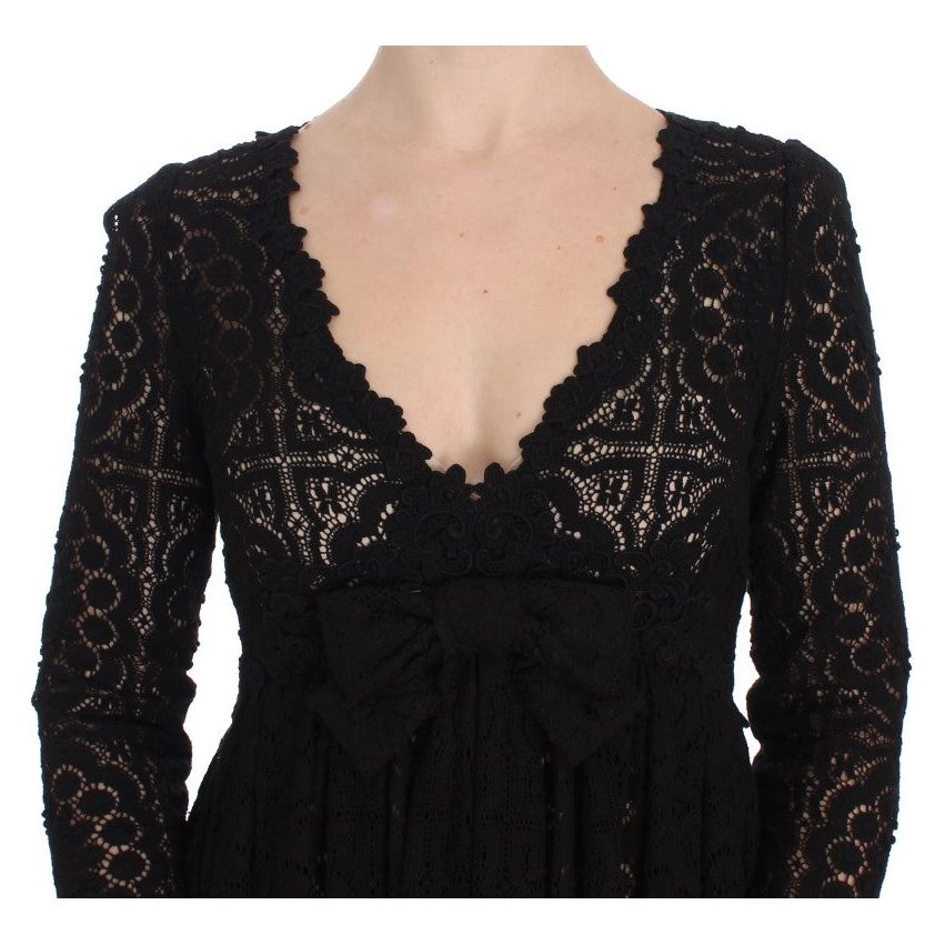 Dolce & Gabbana Elegant Floral Ricamo Maxi Dress black-ricamo-knitted-full-length-maxi-dress 72536-black-ricamo-knitted-full-length-maxi-dress-4.jpg