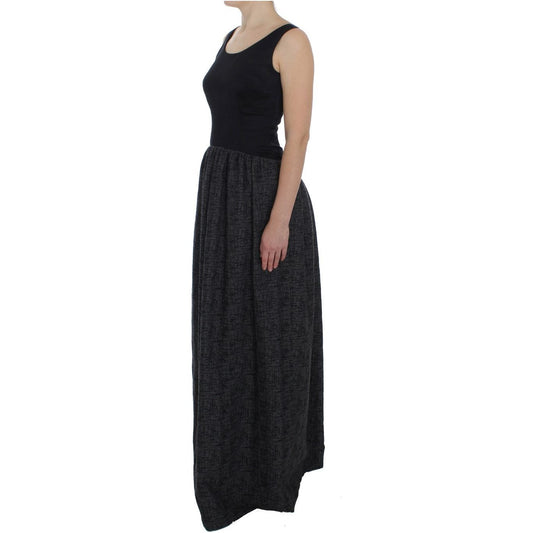Dolce & Gabbana Elegant Black Full-Length Sheath Dress black-gray-sheath-gown-full-length-dress 72672-black-gray-sheath-gown-full-length-dress-1.jpg