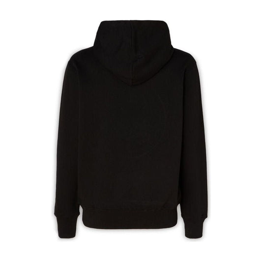 Versace Jeans Black Cotton Logo Details Hooded Sweatshirt black-cotton-logo-details-hooded-sweatshirt MAN SWEATERS
