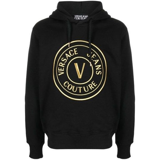 Versace Jeans Black Cotton Logo Details Hooded Sweatshirt black-cotton-logo-details-hooded-sweatshirt-1