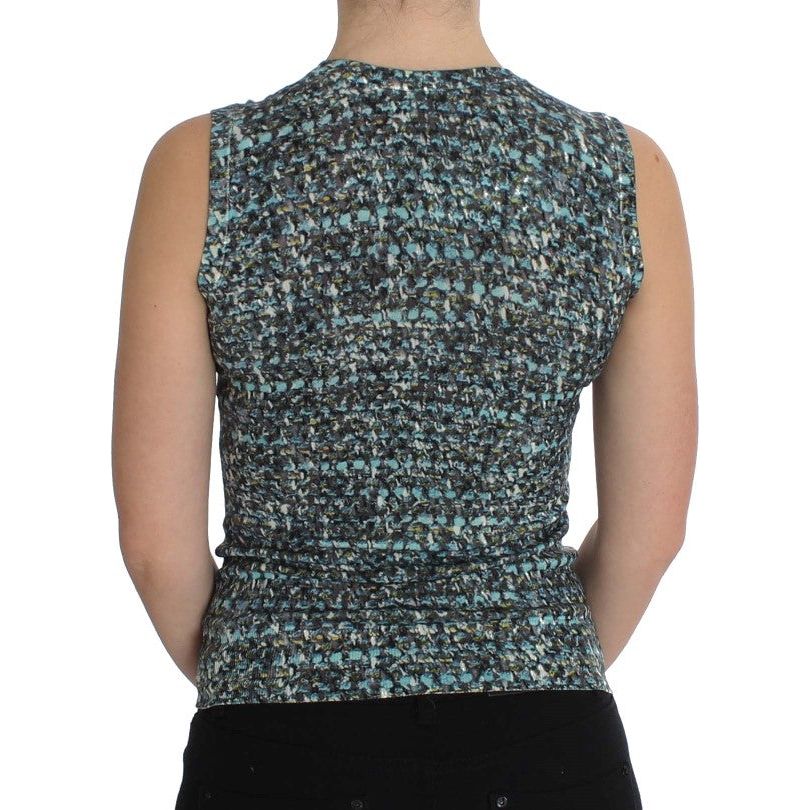 Dolce & Gabbana Elegant Blue Wool Vest Pullover Top blue-wool-sweater-sleeveless-pullover