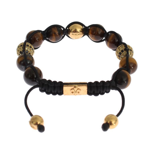 Nialaya | CZ Brown Tigers Eye 925 Silver Bracelet Bracelet | McRichard Designer Brands