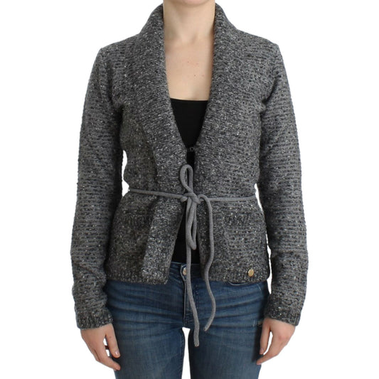Cavalli Elegant Gray Wool Blend Cardigan gray-wool-knitted-cardigan