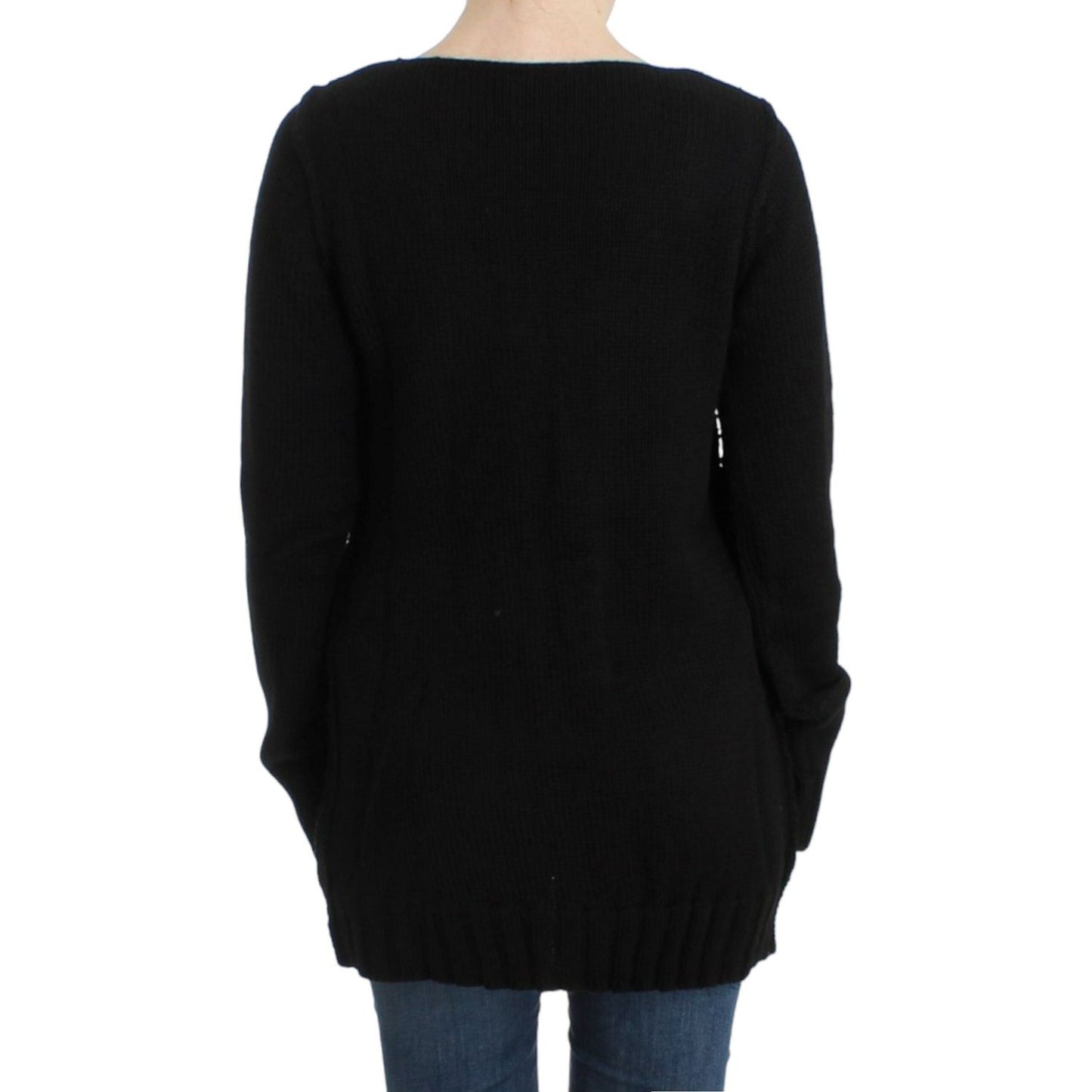 Cavalli Alluring Black Knitted Crew Neck Sweater black-knitted-wool-sweater 8739-black-knitted-wool-sweater-2-scaled-7b76e266-1dc.jpg
