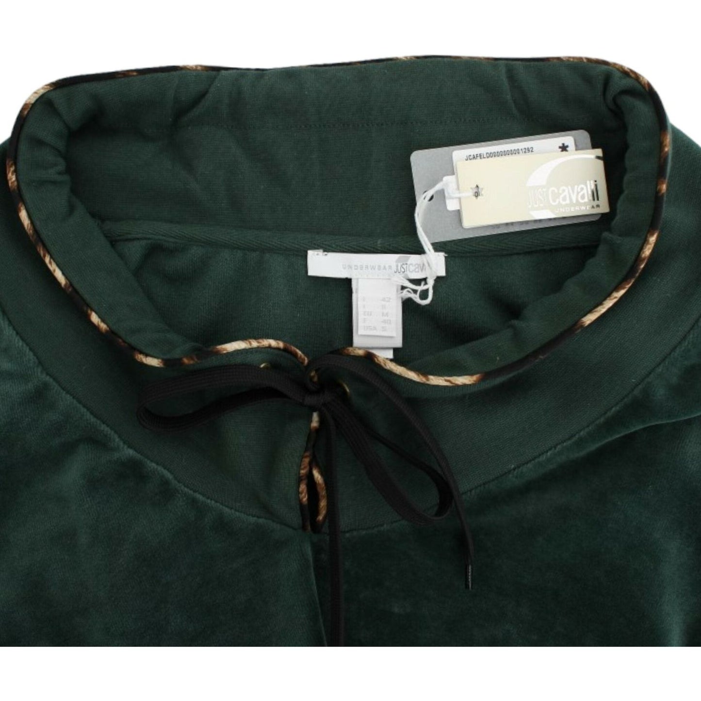 Cavalli Elegant Green Mock Sweater with Rhinestone Detail green-velvet-cotton-sweater 8820-green-velvet-cotton-sweater-5-scaled-df309e55-21f.jpg