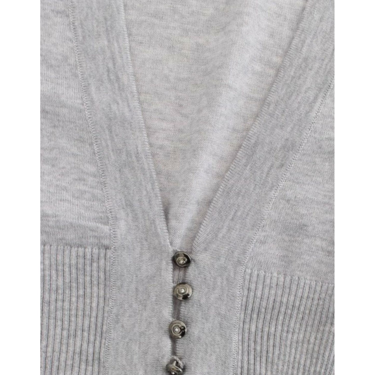 Cavalli Cropped Virgin Wool Cardigan in Chic Gray gray-cropped-wool-cardigan