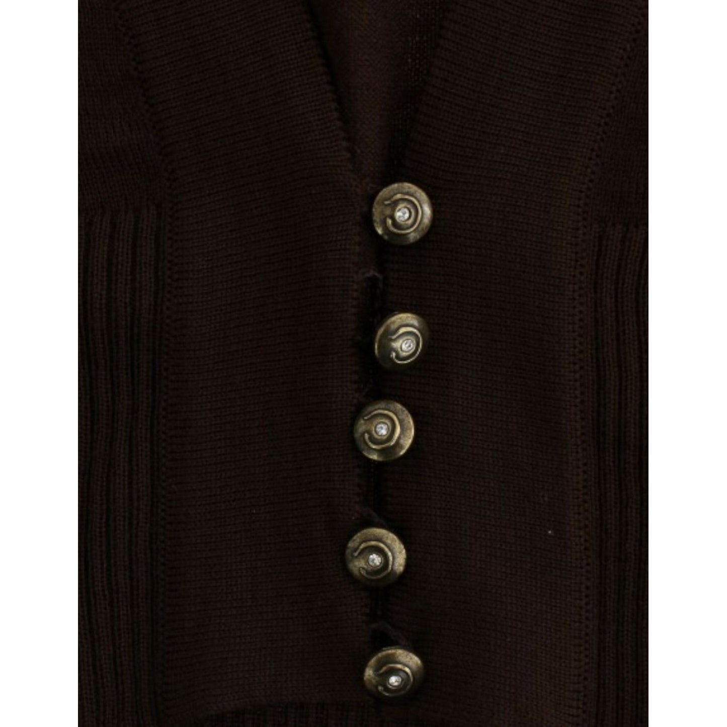 Cavalli Elegant Brown Virgin Wool Cropped Cardigan brown-cropped-wool-cardigan 8983-brown-cropped-wool-cardigan-6-scaled-e17dc83e-815.jpg