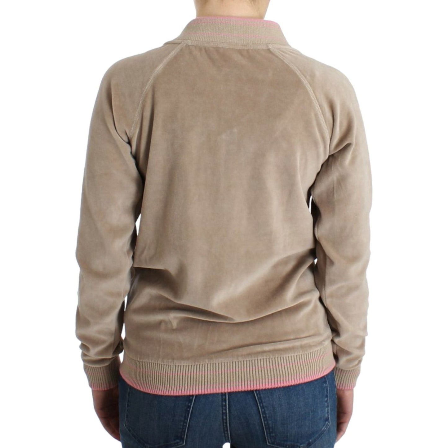 Cavalli Beige Zip Cardigan with Gold Tone Accents beige-velvet-zipup-sweater 9105-beige-velvet-zipup-sweater-2-scaled-6f30ec5d-825.jpg