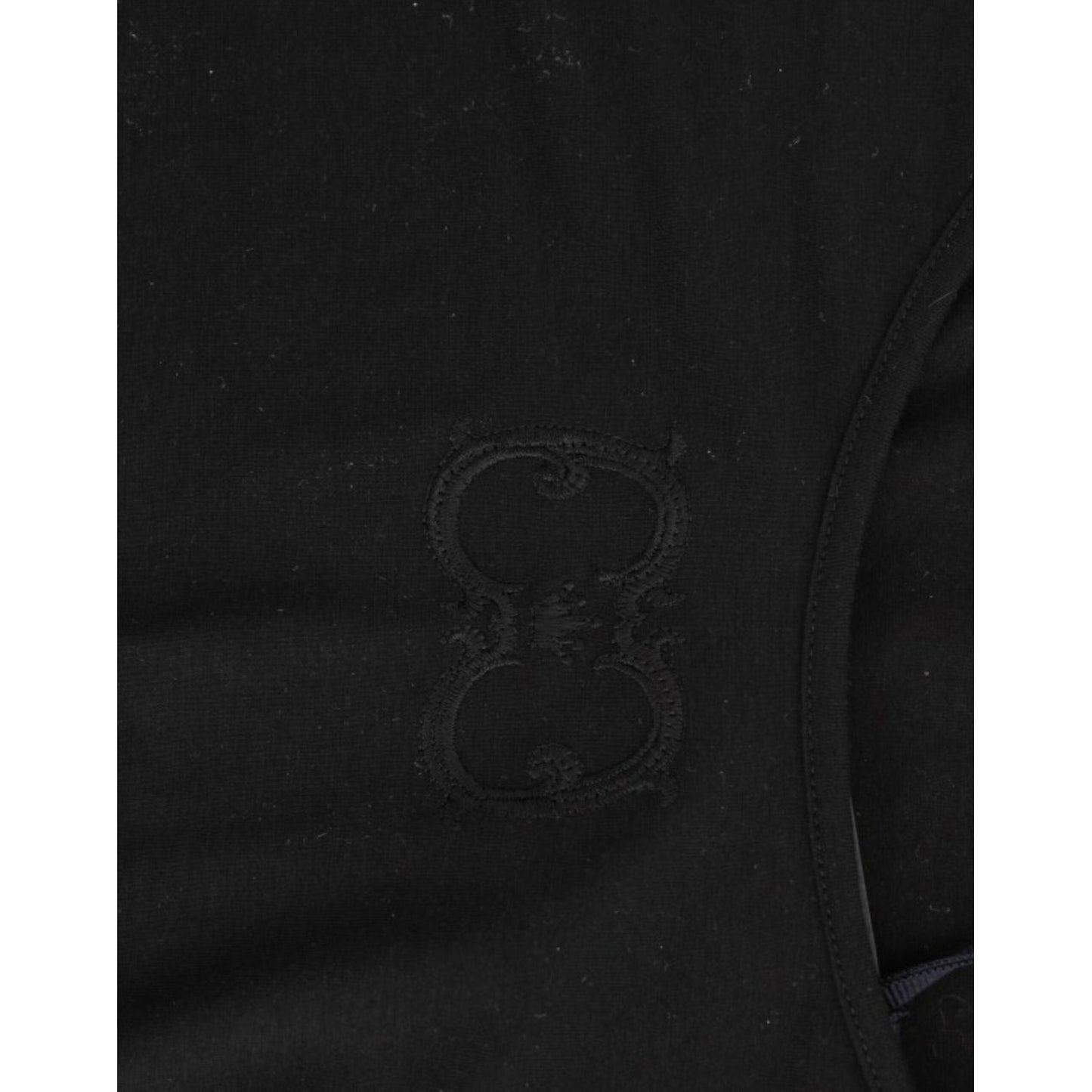 Cavalli Elegant Cap Sleeve Black Top black-cotton-top