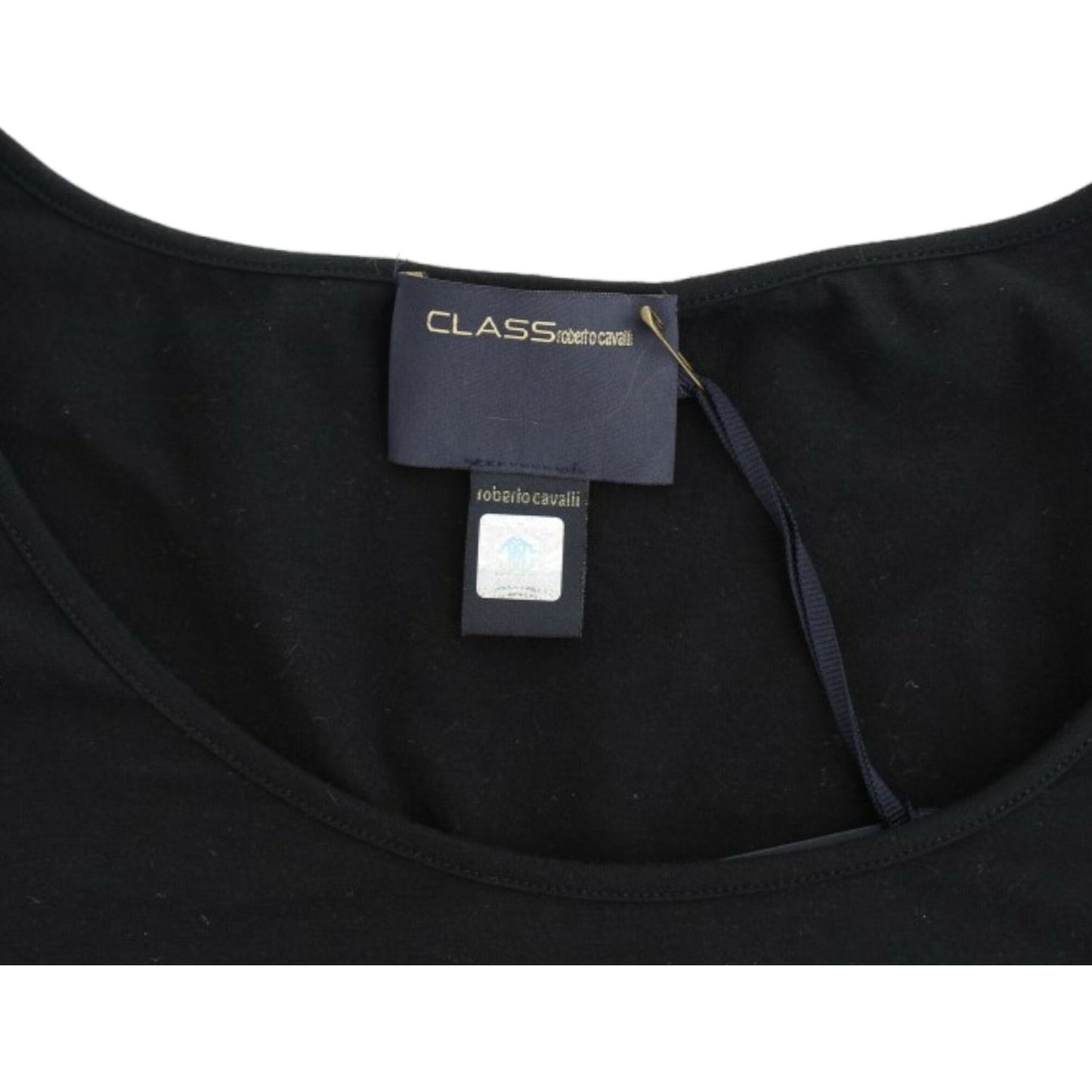 Cavalli Elegant Cap Sleeve Black Top black-cotton-top