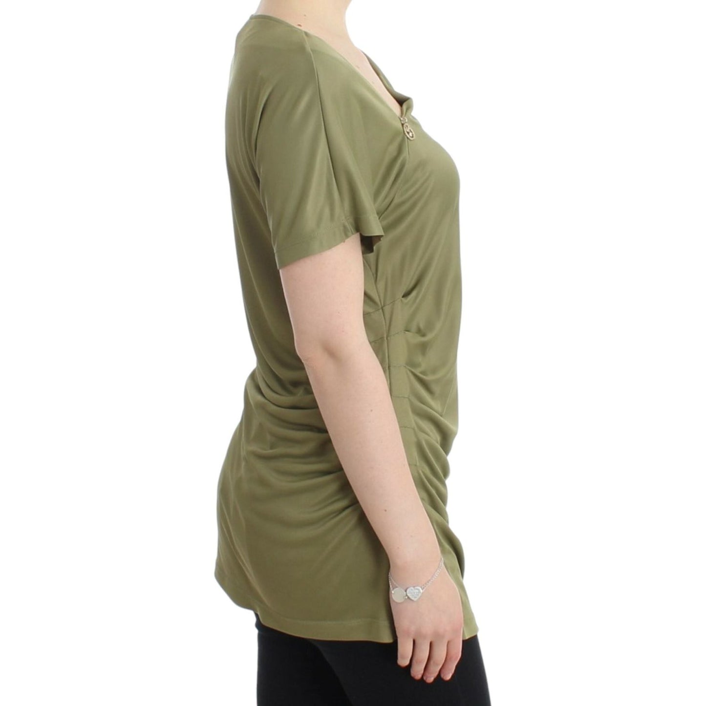 Cavalli Elegant Green Jersey Blouse with Gold Accents green-blouse-top 9527-green-blouse-top-3-scaled-80f569a1-d03.jpg