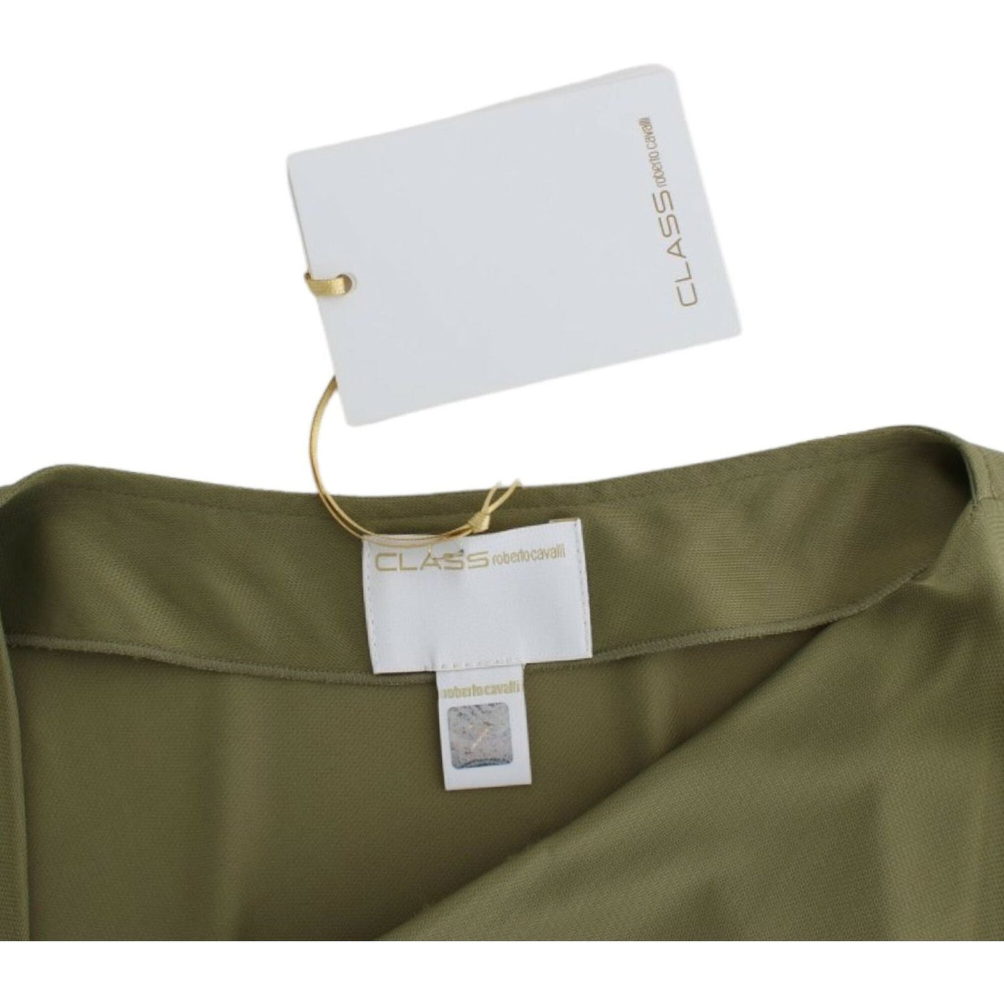 Cavalli Elegant Green Jersey Blouse with Gold Accents green-blouse-top 9527-green-blouse-top-5-scaled-fdec61e3-13f.jpg