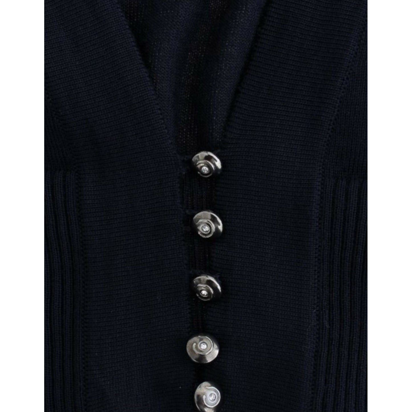 Cavalli Elegant Cropped Virgin Wool Cardigan blue-cropped-wool-cardigan