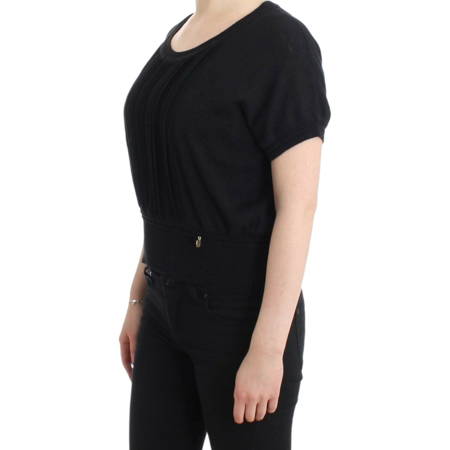 Cavalli Elegant Short Sleeved Black Jumper black-short-sleeved-jumper 9639-black-short-sleeved-jumper-2-1-scaled-e68f18c8-136.jpg